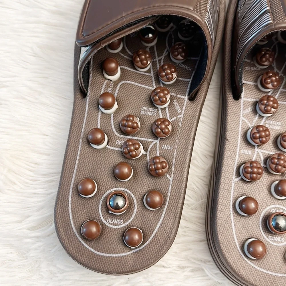 Acupuncture Brown massage slides sandals unisex men women medium